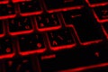 Modern red iluminated backlit keyboard with enter key. Cyber Attack, hacking and Internet security concept. Royalty Free Stock Photo