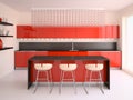 Modern red kitchen. Royalty Free Stock Photo