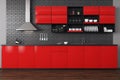 Modern red kitchen Royalty Free Stock Photo