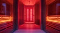 Modern Red Light Infrared Sauna Interior Royalty Free Stock Photo