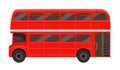 Modern red London passenger double decker bus. British public transport.
