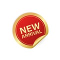 Modern red new arrival sticker great design for any purposes. Vector illustration.