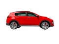 Modern red new car crossover for trips isolated 3d render on white background no shadow Royalty Free Stock Photo