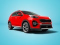 Modern red new car crossover for trips isolated front view 3d re Royalty Free Stock Photo