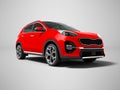 Modern red new car crossover for trips isolated front view 3d re Royalty Free Stock Photo