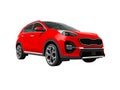 Modern red new car crossover for trips isolated front view 3d re Royalty Free Stock Photo