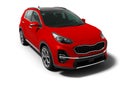 Modern red new crossover car for work trips perspective view fro Royalty Free Stock Photo