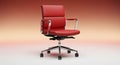 Modern Red Office Chair with Armrests and Wheels on Gradient Background Royalty Free Stock Photo