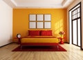 Red and orange contemporary bedroom Royalty Free Stock Photo