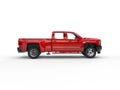 Modern red pickup truck - side view Royalty Free Stock Photo