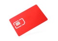 Modern red SIM card on white Royalty Free Stock Photo