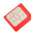 Modern red SIM card isolated on white Royalty Free Stock Photo
