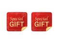 Modern red special gift sticker great design for any purposes. Vector illustration.
