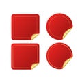 Modern red stickers set great design for any purposes. Vector illustration. Royalty Free Stock Photo