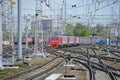 Modern red suburban electric train Ladoga