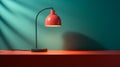 Modern Red Table Lamp On Colorful Background - 3d Rendering