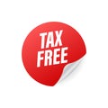 Modern red tax free sign on white background. Vector stock illustration Royalty Free Stock Photo