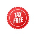 Modern red tax free sign on white background. Vector stock illustration Royalty Free Stock Photo