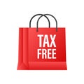 Modern red tax free sign on white background. Vector stock illustration. Royalty Free Stock Photo