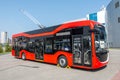 Modern trackless trolley at the trolleybus station