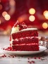 A red velvet cake with a blur background