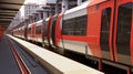 Modern Red and White Train at Urban Station Platform Royalty Free Stock Photo