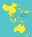 Modern Regional Comprehensive Economic Partnership RCEP map background. Vector Illustration