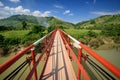 Modern reliable rope suspension bridge. Vietnam Royalty Free Stock Photo