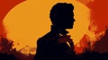 Michael Silhouette With Burnt Orange Fading Background