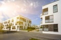 Modern residential area with apartment buildings in a new urban development Royalty Free Stock Photo