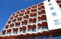 Modern residential building on a blue sky