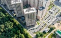 Modern residential building complex with outdoor parking lot. aerial view Royalty Free Stock Photo