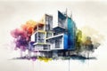 modern residential building plan scheme. Generative AI Royalty Free Stock Photo