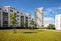 Modern residential buildings with outdoor facilities, Facade of new apartment houses