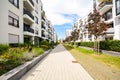 Modern residential buildings with outdoor facilities, Facade of new low-energy house Royalty Free Stock Photo