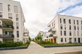 Modern residential buildings with outdoor facilities, Facade of new low-energy houses Royalty Free Stock Photo