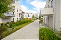 Modern residential buildings with outdoor facilities, Facade of new low-energy houses Royalty Free Stock Photo