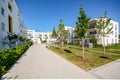 Modern residential buildings with outdoor facilities, Facade of new low-energy houses Royalty Free Stock Photo