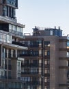 Modern residential buildings. Sunny day. Reflections in windows.