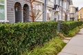 Modern residential houses neighborhood street in a suburban residential area. New comfortable neighborhood. Townhouses Royalty Free Stock Photo