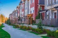 Modern residential houses neighborhood street in a suburban residential area. New and comfortable neighborhood Royalty Free Stock Photo