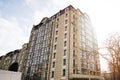 Modern residential multistory apartment buildings. Facade of new houses Royalty Free Stock Photo