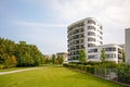 Modern residential tower, apartment building in a new urban development Royalty Free Stock Photo