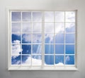 Modern residential window with clouds