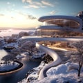 Modern resort in winter with fantastic view