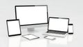 Modern responsive devices with blank white screens for mockup Royalty Free Stock Photo
