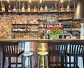Modern restaurant and bar interior in rustic authentic style in Riga Old Town