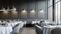 Elegant Restaurant Interior Tables, Chairs, Lamps and Windows Royalty Free Stock Photo
