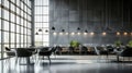 Modern Restaurant Interior with Large Windows and Minimalist Design Royalty Free Stock Photo