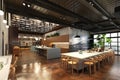 Restaurant, interior visualization, 3D illustration Royalty Free Stock Photo